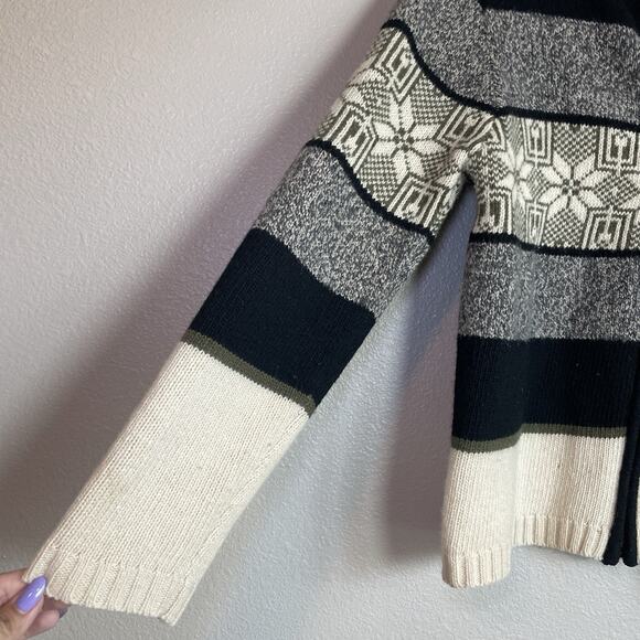 Nordic Design 100 % Lambswool Sweater Women Petite Medium Cardigan Zip Fair Isle - Picture 3 of 7